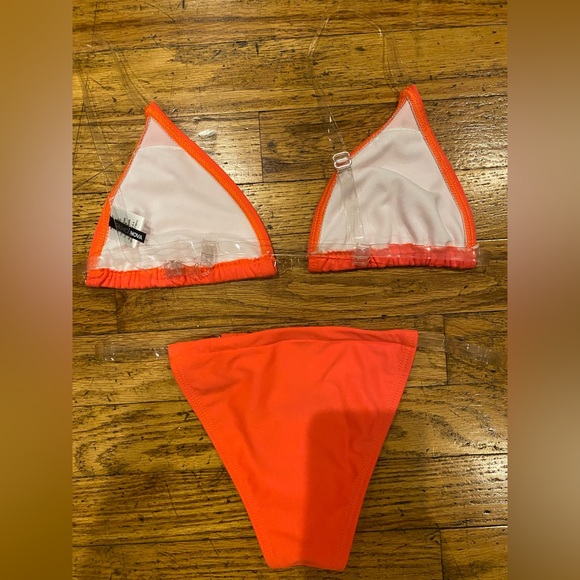 NWOT Fashion Nova Clear Skies PVC Bikini in Orange - Picture 7 of 9